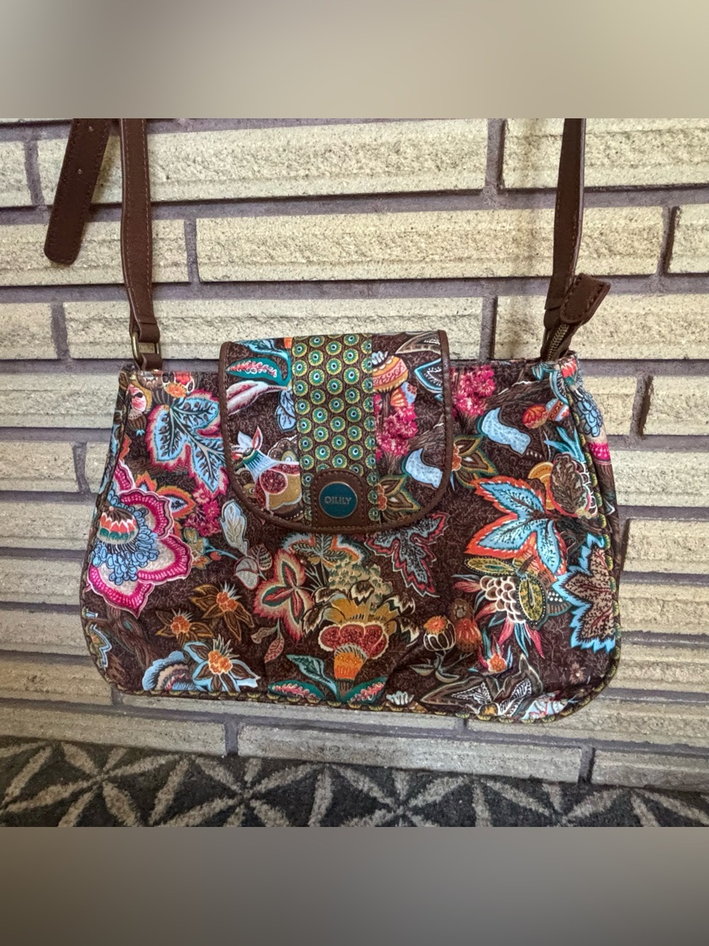 Oilily Floral Shoulder Bag - Boho Floral Crossbody Handbag - Women's Bag